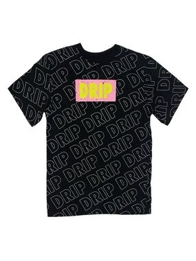 VIBES Boy's Black Graphic Short Sleeve Shirt Size Medium 10-12